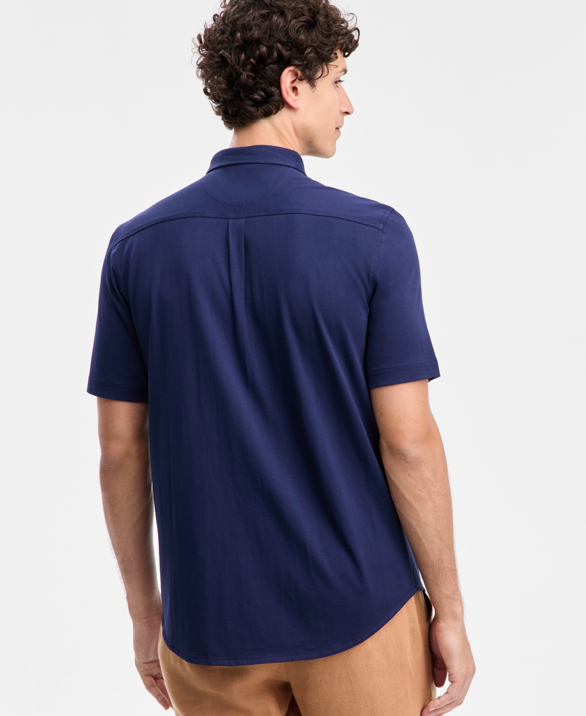 Club Room Men's Pima Cotton Solid Short-Sleeve Button-Up Knit Shirt, Macy's Exclusive