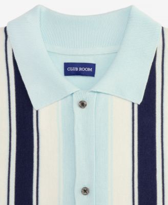 Men's Cotton Striped Button Polo Sweater, Macy's Exclusive