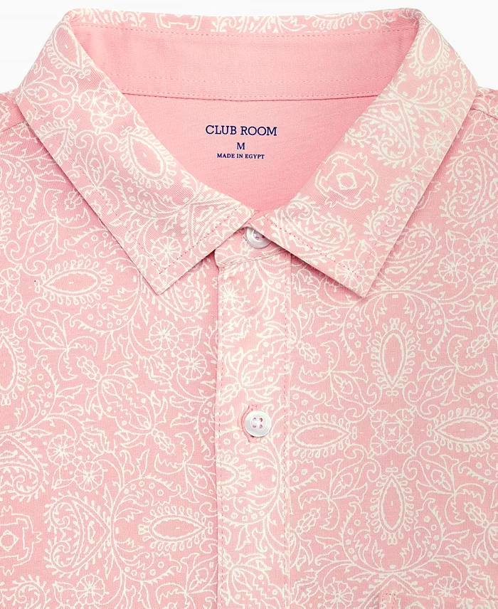 Men's Pima Cotton Medal Print Short-Sleeve Button-Up Knit Shirt - thumbnail 4