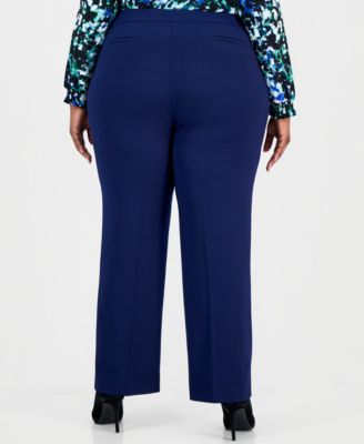 Plus Size Mid-Rise Pull-On Straight Pants
