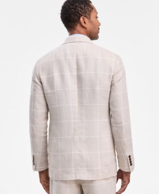 Men's Classic-Fit Window Pane Linen Blazer, Macy's Exclusive