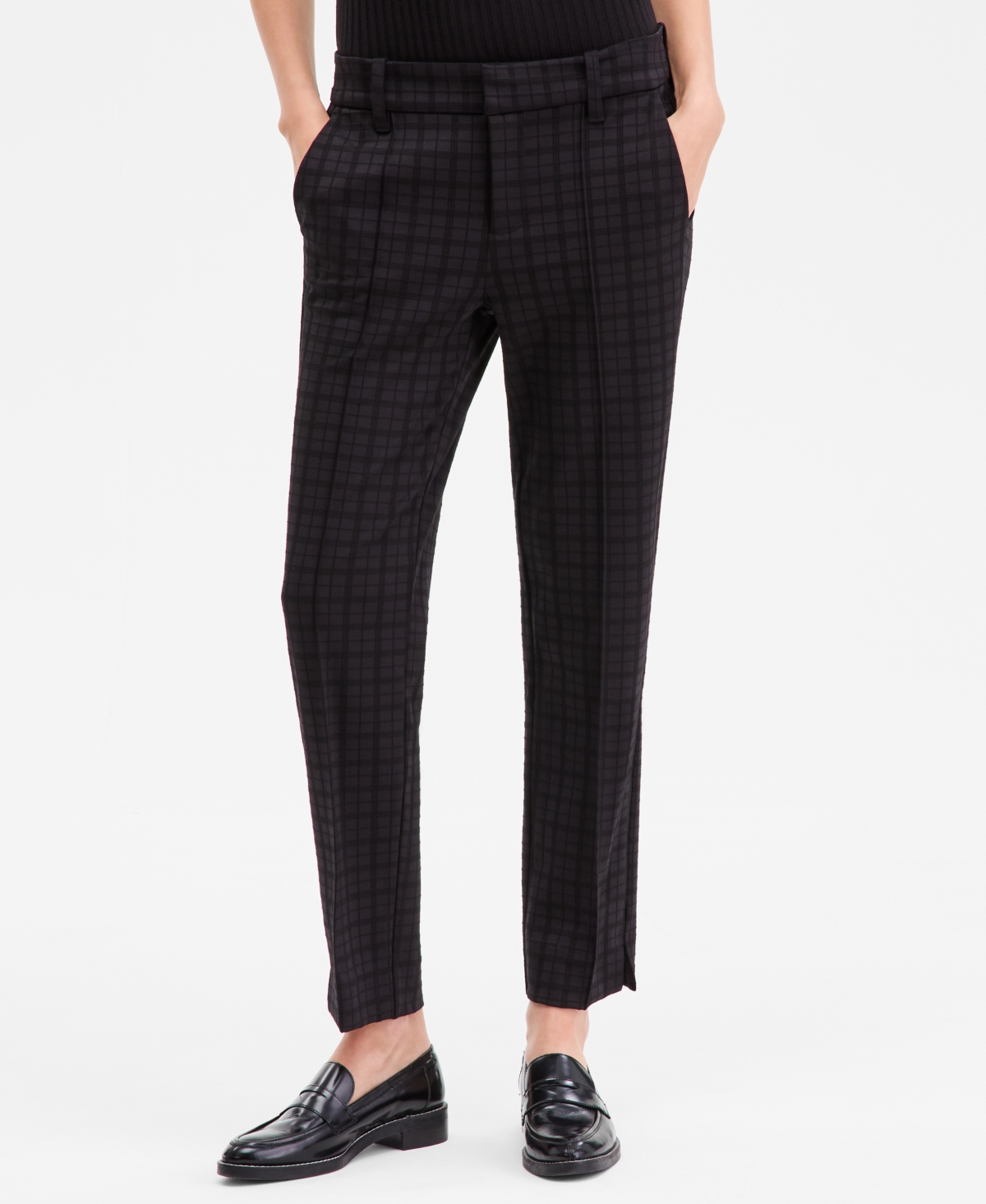 Liverpool Los Angeles Women's Gemma Plaid Jacquard Knit Pants In Black