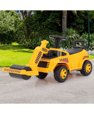 Kids Ride on Road Roller w/ Adjustable Roller Engine Sound Under-Seat Storage