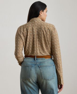 Plus Size Slim Fit Geo-Print Jersey Shirt