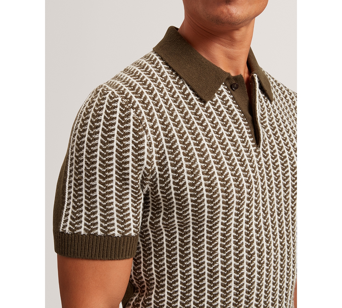 Ted Baker Kolomer Textured Herringbone Polo In Brown