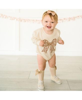 Baby Girl's Gingham Printed Tulle Bow Baby Headband