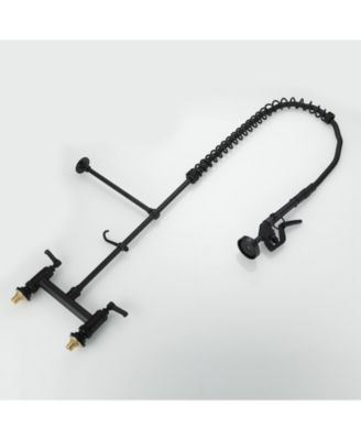 Commercial Restaurant Pull Down 2-Handle Wall Mount Pre-Rinse Spray Utility Kitchen Faucet