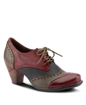 Women s Bardot Hand-Painted Leather Oxford Shoes and Lace-Up Derby Style Pumps