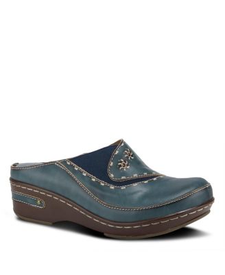 Spring Step Chino Backless Wedge with Hand-Painted Leather
