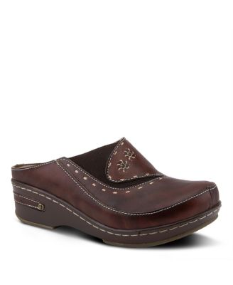 Spring Step Chino Backless Wedge with Hand-Painted Leather