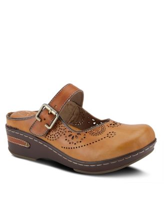 Spring Step Aneria Wedge Mule with Hand-Painted Leather Vamp