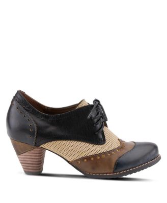 L Artiste Women s Bardot Hand-Painted Leather Oxford Shoes and Lace-Up Derby Style Pumps