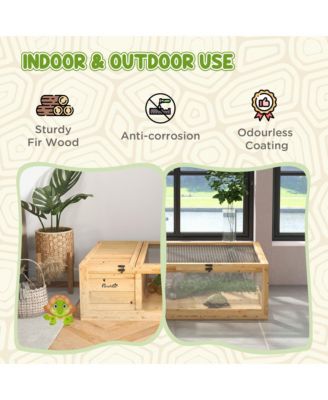 Box Turtle Habitat Lockable 36" L x 24" W x 12.5" H, Cedar Wood