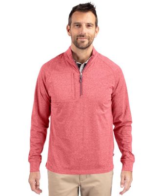 Men's Cutter and Buck Adapt Eco Knit Heather Quarter Zip Pullover