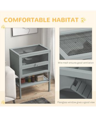 3-Tier Wooden Hamster Cage w/ Openable Top, Front Door, Shelf,