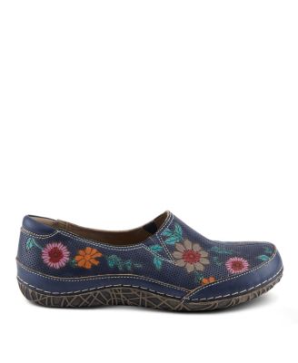L’Artiste Women’s Libora-Delite Handpainted Leather Floral Slip-On Shoes with Removable Insole