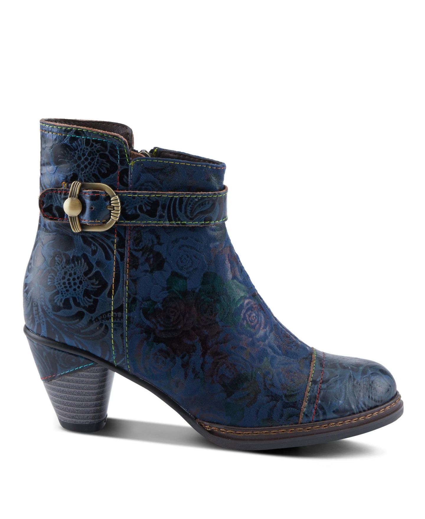 Женские ботинки L'Artiste Spring Step Antilles Bootie with Floral Embroidery, цвет: Синий — фото 5