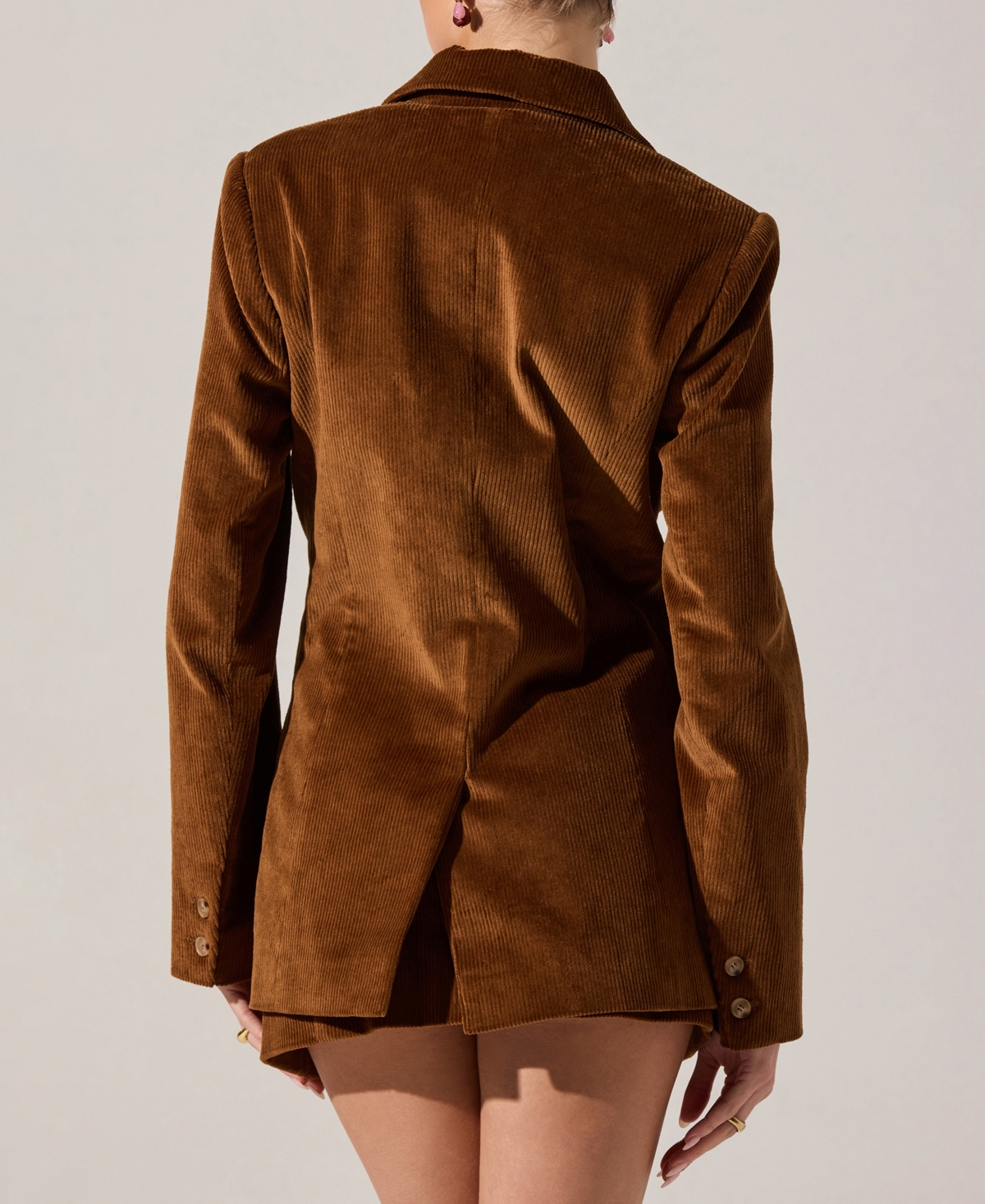 Astr Corduroy Boyfriend Blazer Camel In Brown