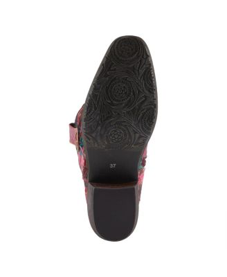 L Artiste Women s RODEOQUEEN-VIV Western Tall Boots with Embossed Leather, Floral Velvet Shaft, and Stacked Heel