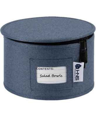 Hard Shell China Organizer with Dividers - Holds 12 Pieces - Durable and Stackable Storage Box for Seasonal Dishware Protection - Denim Blue