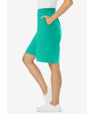 Plus Size Elastic-Waist Knit Short