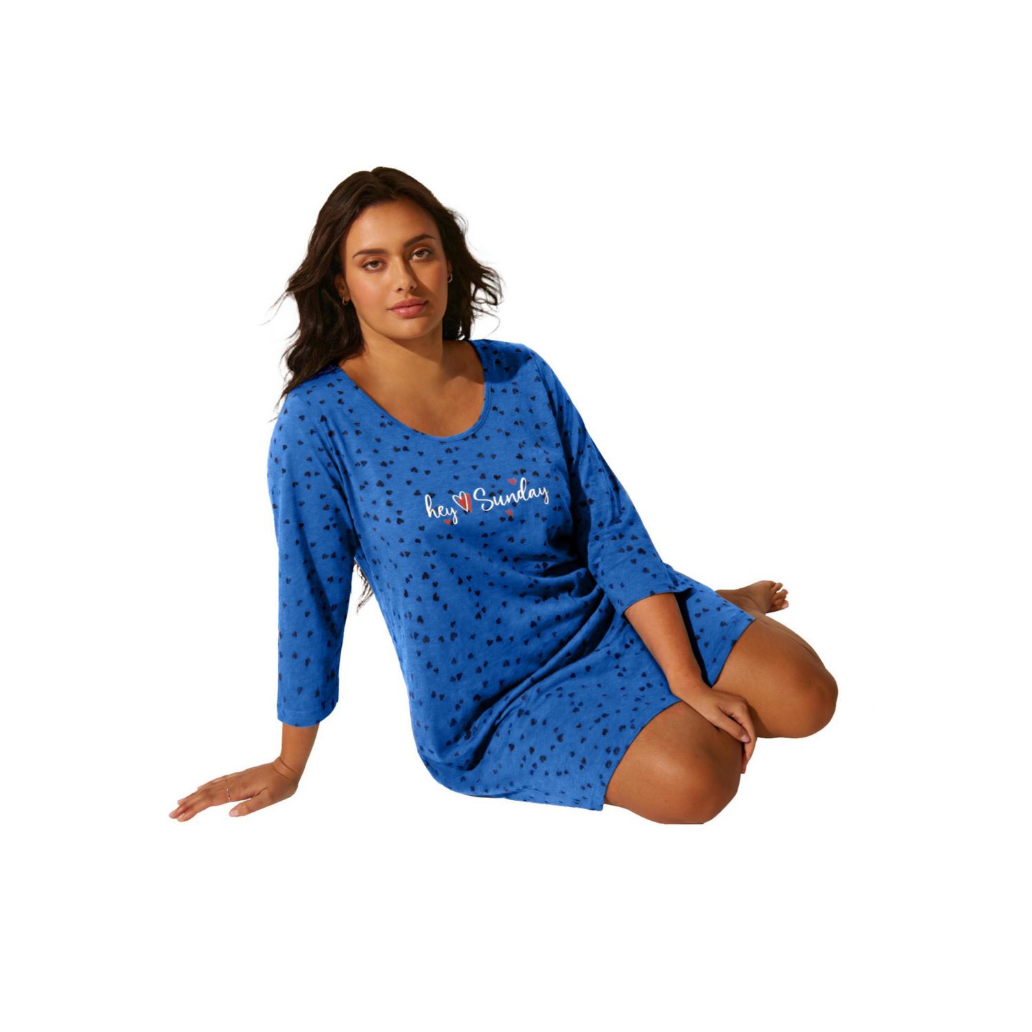 Plus Size Body Three-Quarter Women's Sleeve Sleepshirt