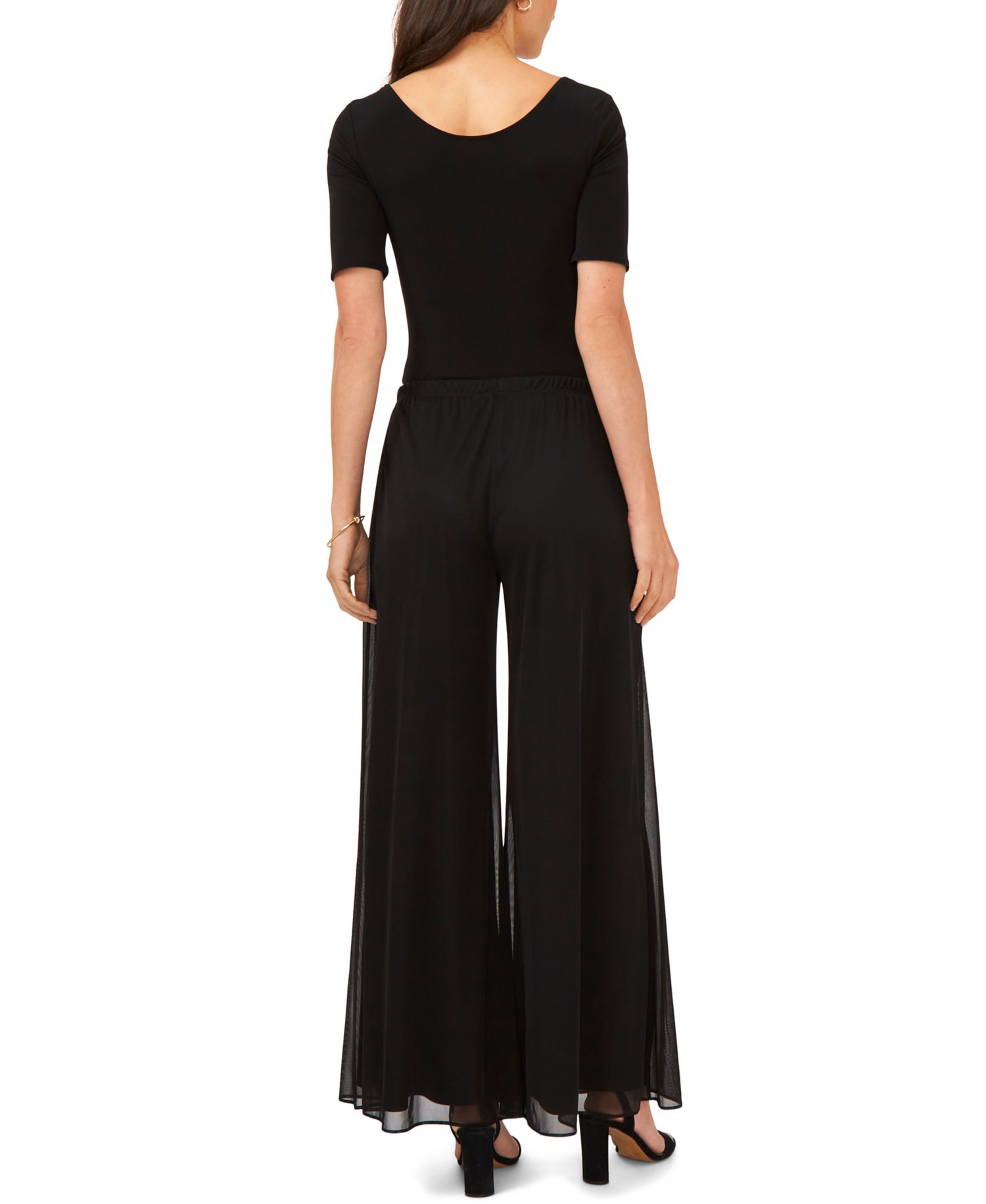 Mesh Wide-Leg Dress Pants