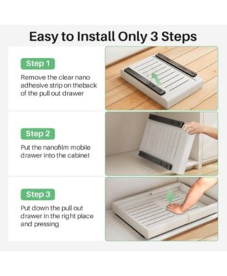 Pull out Cabinet Organizer, Expandable(12&amp;quot;-20&amp;quot;) Heavy Duty Slide out Drawers Fixed with Adhesive Nano Film for Pots, Roll out Shelf Storage for Kitchen Base Cabinet Organization(White)