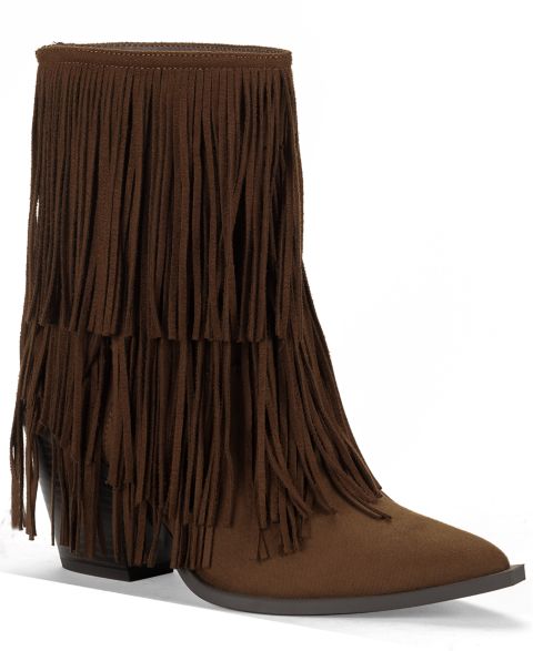 Женские ботинки Wild Pair Leoniee Fringe Booties, цвет: Коричневый