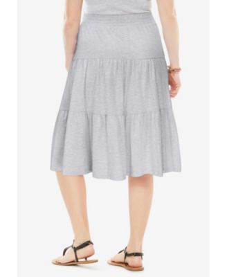Women's Plus Size Elastic-Waist Knit Tiered Skirt