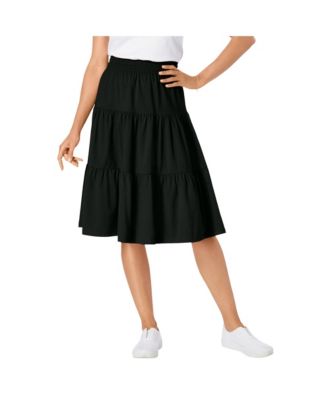 Women's Plus Size Elastic-Waist Knit Tiered Skirt
