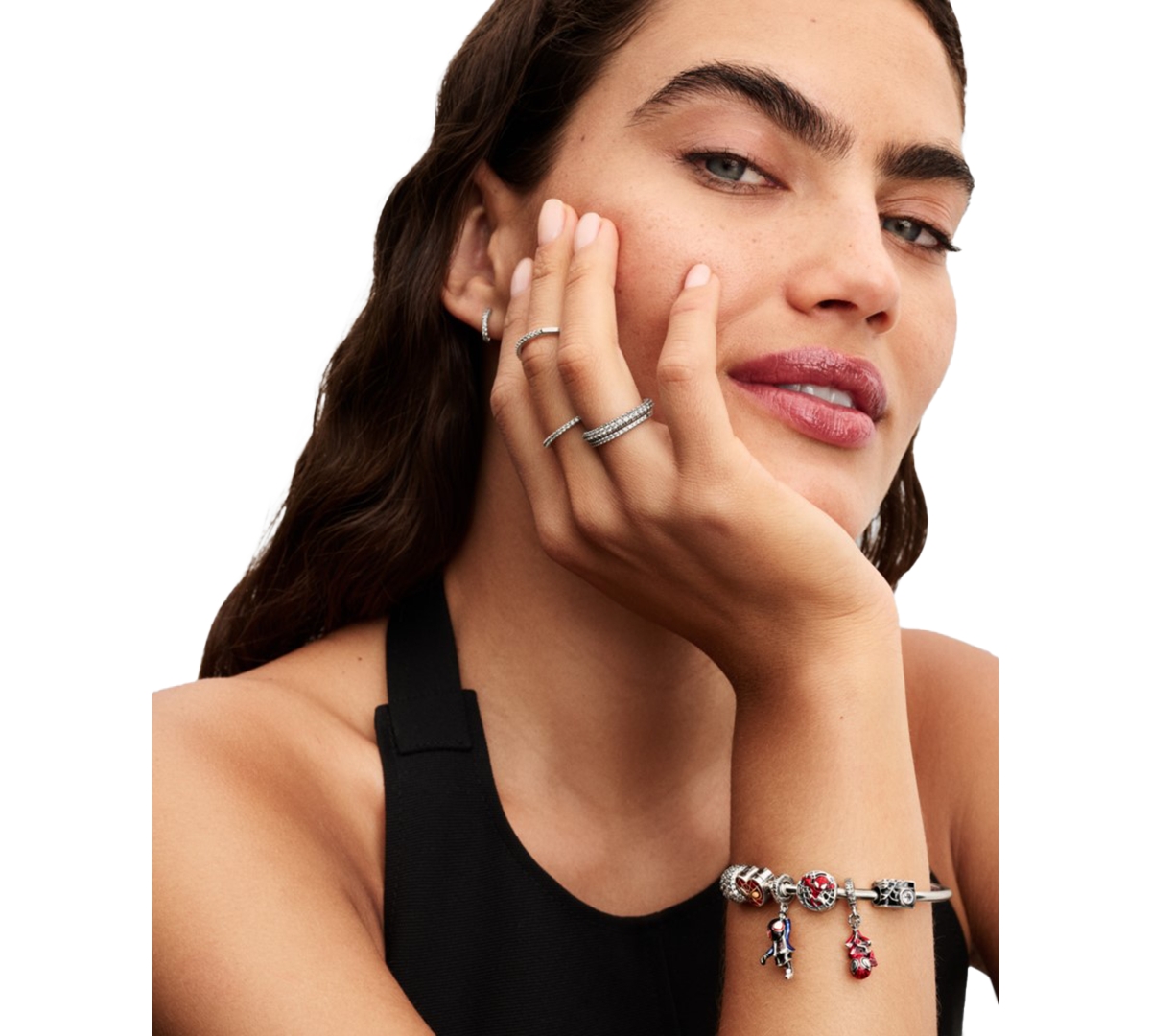 Pandora Marvel Spider-man Miles Morales Dangle Charms In Metallic