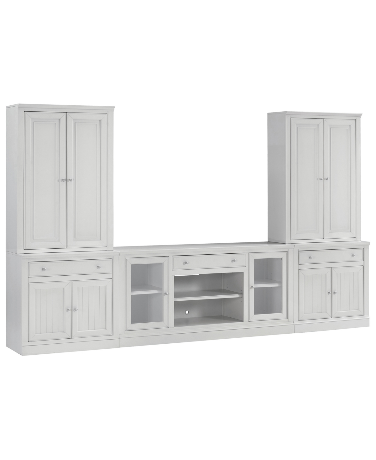 Macy's Amren 65" 2 Door Console With 2 Door Hutches And 2 Door Bases With Drawers In White