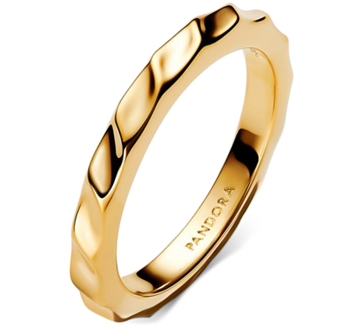 Pandora Rippled 14k Gold Plated Band Ring In Gold