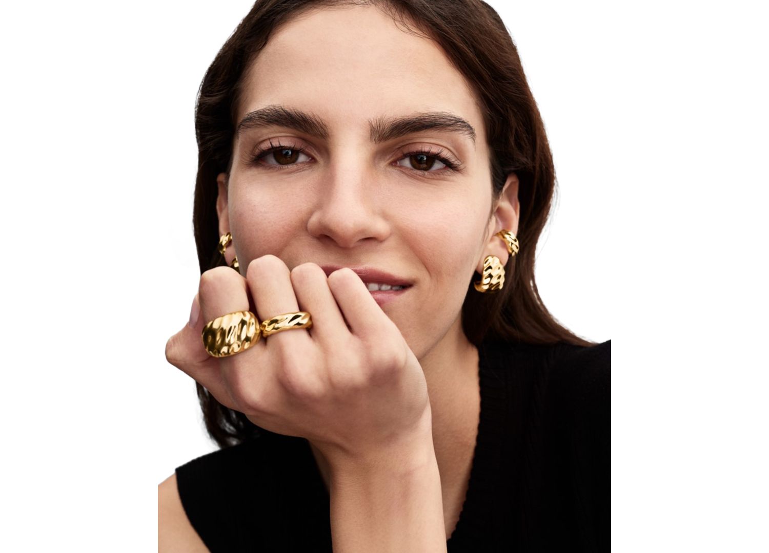 Rippled 14K Gold Plated Statement Ring