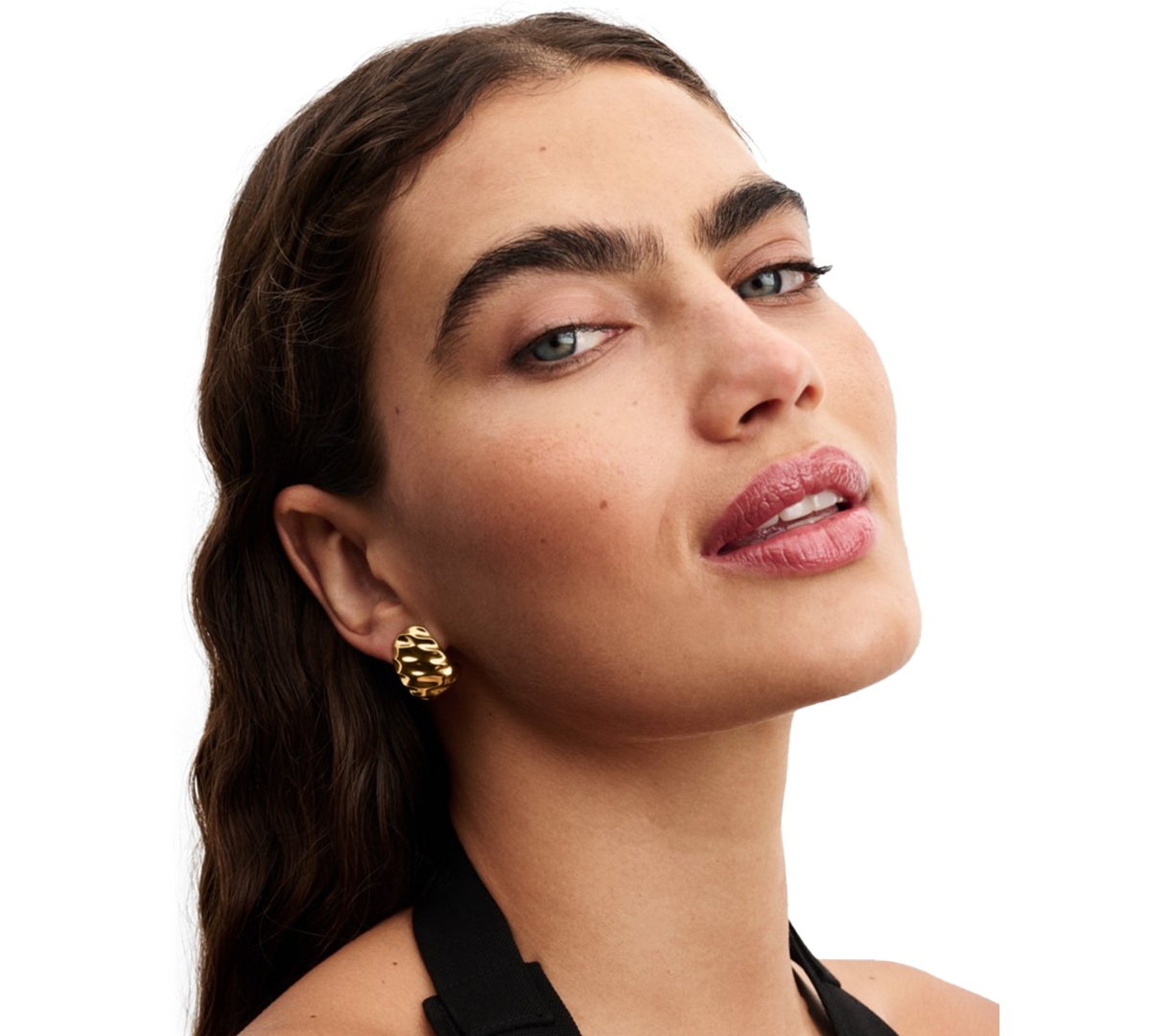 Pandora Rippled Wide Hoop Earrings In Gold