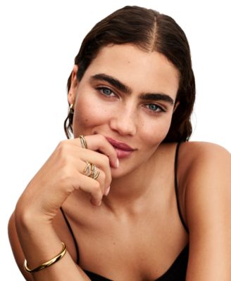 Organically Shaped Two-Tone Open Hoop Earrings