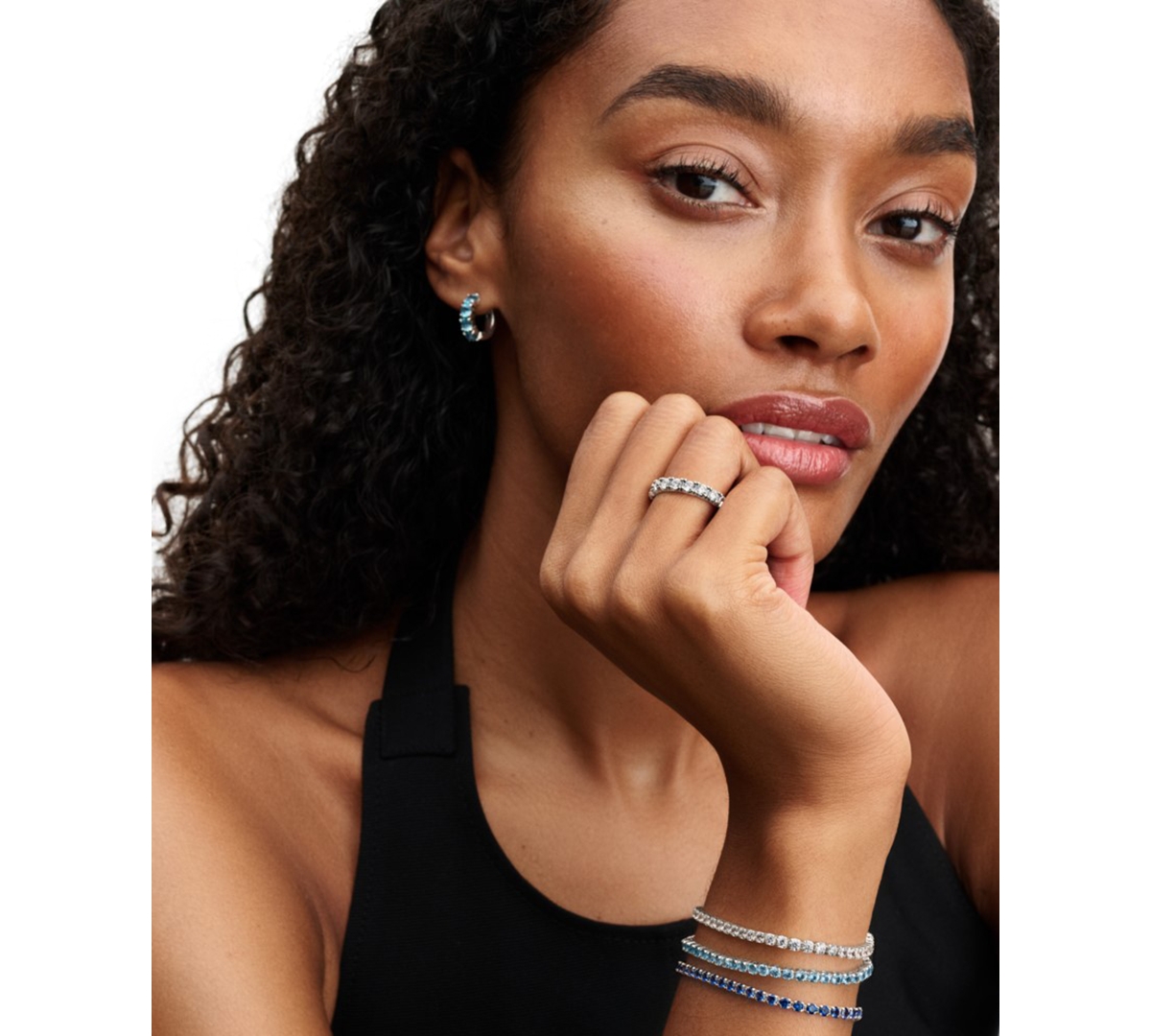 Pandora Sparkling Pink Tennis Bracelet In Blue