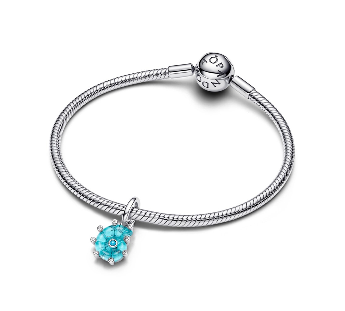 Pandora Blue Murano Glass Sea Snail Dangle Charms In Blue