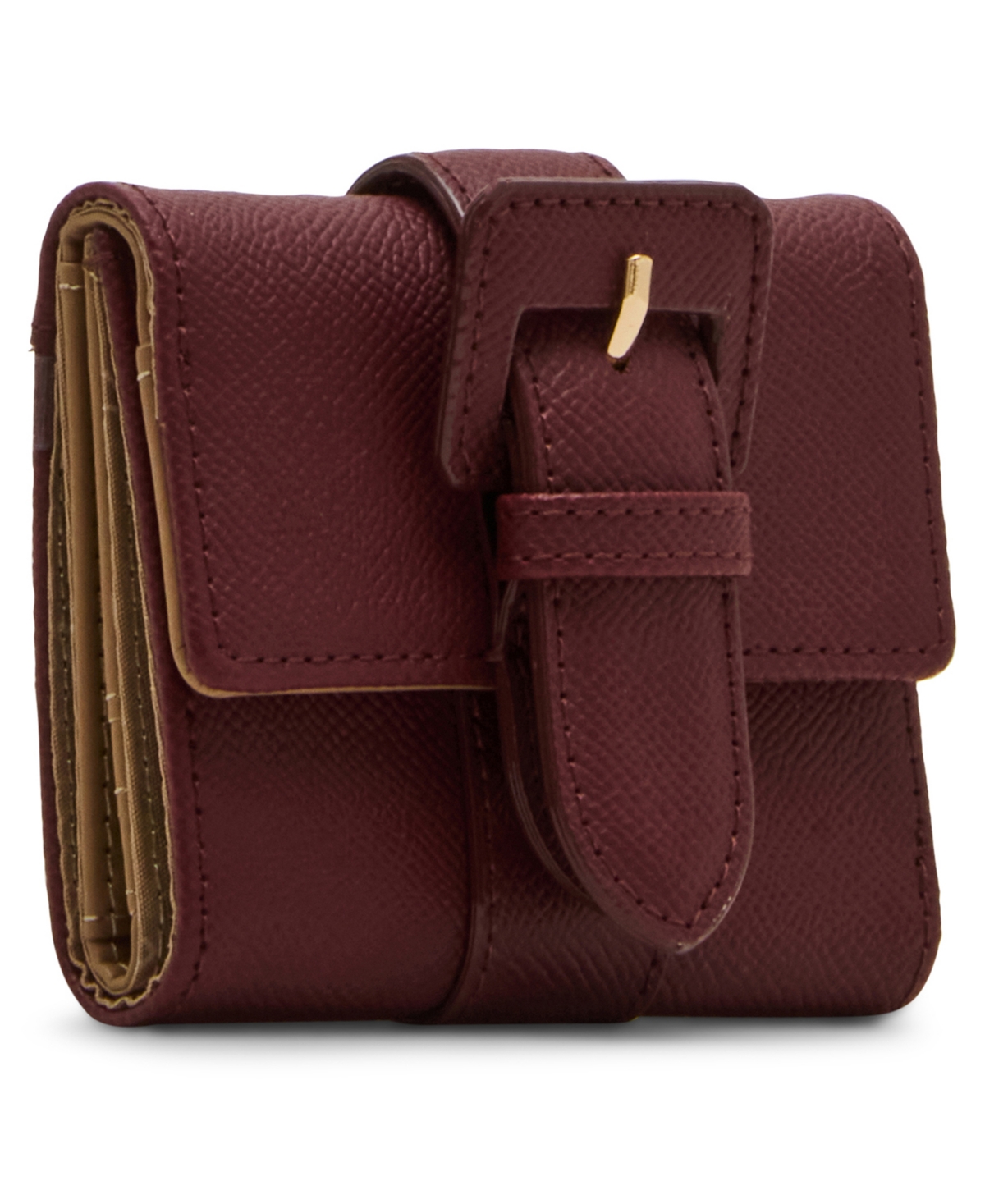 Anne Klein Covered Buckle Flap Wallet Gift Set In Burgundy