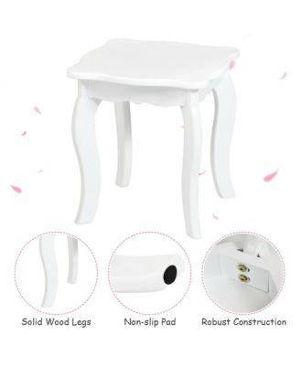 Kids Vanity Set with Tri-Folding Mirror and Chair – Princess Style Makeup Dressing Table
