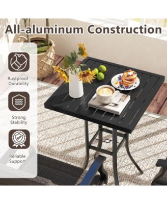 3 PCS PE Wicker Patio Swivel Bar Set Table & Chairs w/ Quick-Drying Foam