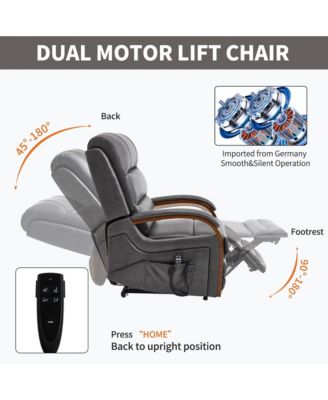 Lift Chair Dual Motor Infinite Position Recliners Up to 350 LBS with Solid Wood Armrests and Heat Massage