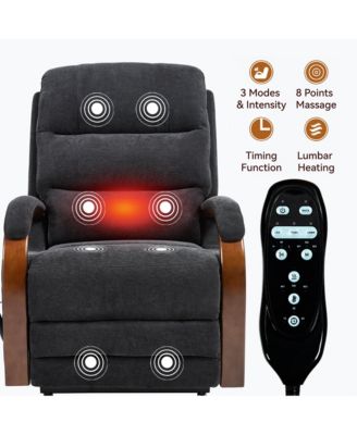 Lift Chair Dual Motor Infinite Position Recliners Up to 350 LBS with Solid Wood Armrests and Heat Massage