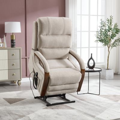 Lift Chair Dual Motor Infinite Position Recliners Up to 350 LBS with Solid Wood Armrests and Heat Massage