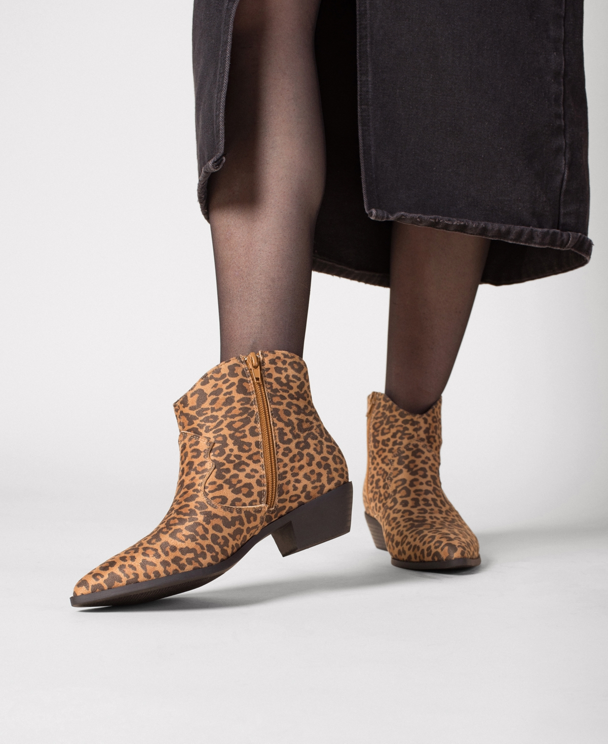 Journee Collection Women's Taliah Cuban Heel Comfort Ankle Booties In Animal Print