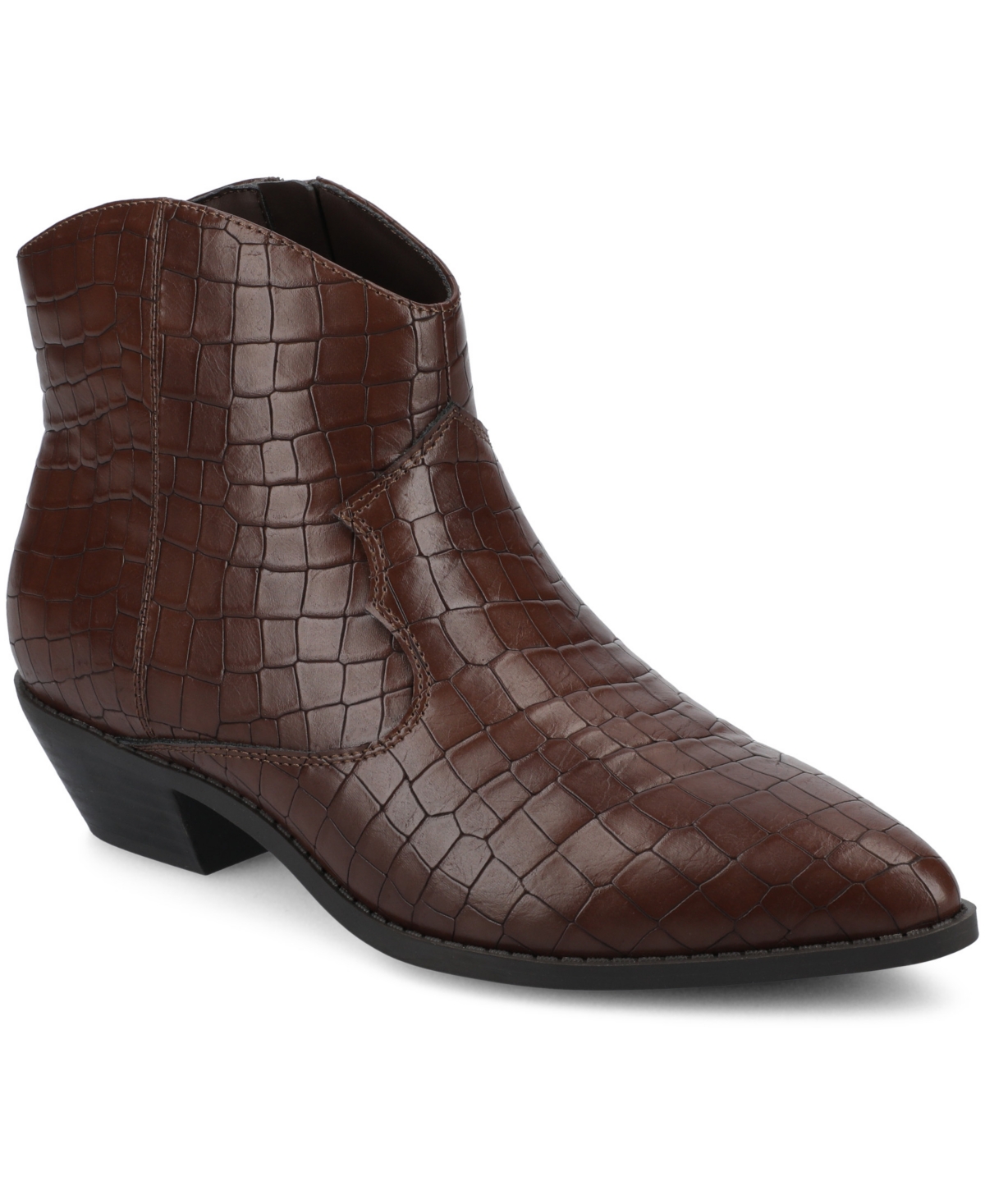 Journee Collection Women's Taliah Cuban Heel Comfort Ankle Booties In Brown