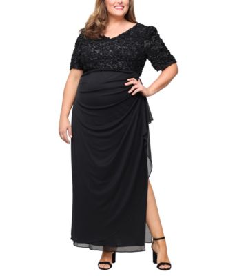 Plus Size Soutache Embellished Short-Sleeve Gown