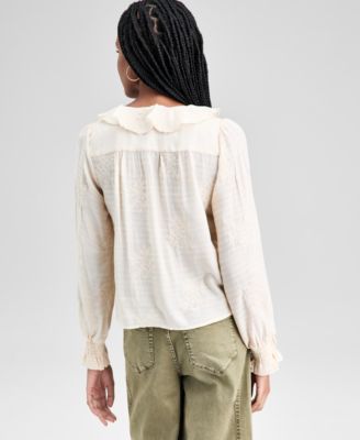Women's Ruffle Front Long-Sleeve  Blouse, Exclusively at Macy's 