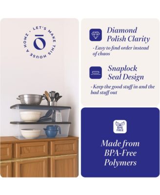 41 Quart Stackable Plastic Storage Containers with Snap-Close Lid, (2 Pack